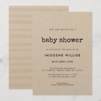 Chá de fraldas de máquina de escrever minimalista 