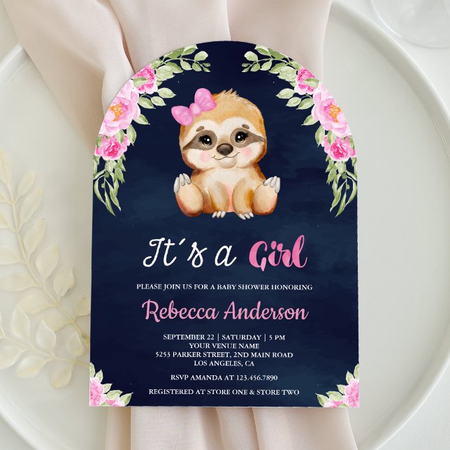 Convite Chá de fraldas de Marinho de Arco Leve com Aquarel (Criador carregado)