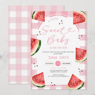 Convite Chá de fraldas de Melancia Arco Rosa Gingham
