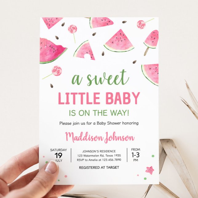 Convite Chá de fraldas De Melancia De Bebê Doce (Watermelon Sweet Little Baby Shower Invitation)