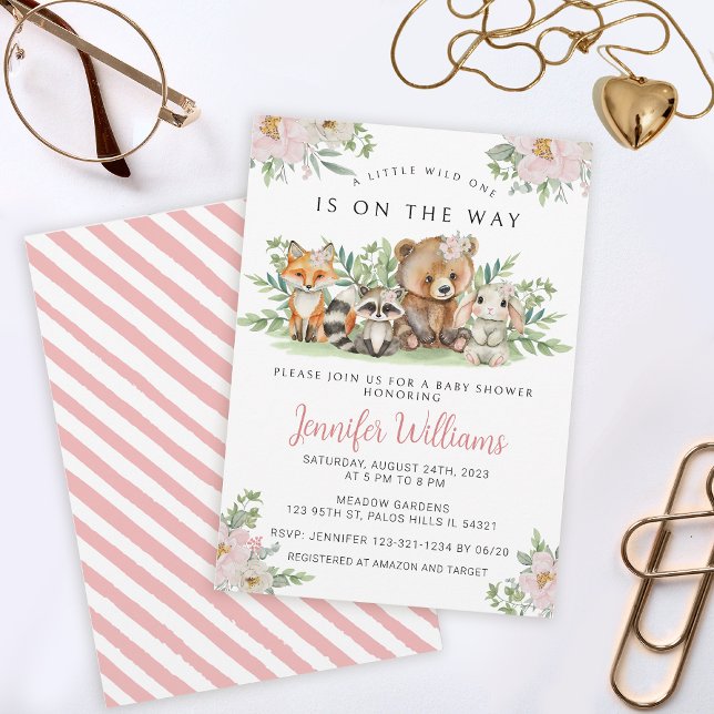 Convite Chá de fraldas de menina da floresta (Criador carregado)