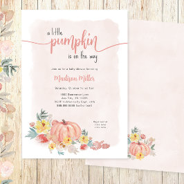 Convite Chá de fraldas de menina de abóbora rosa-d'água