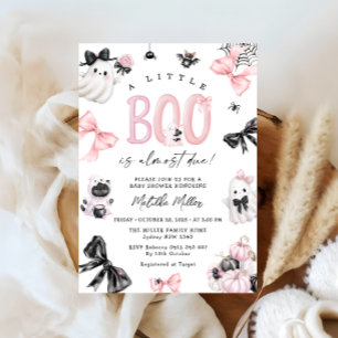 Convite Chá de fraldas de Menina de Boo Halloween