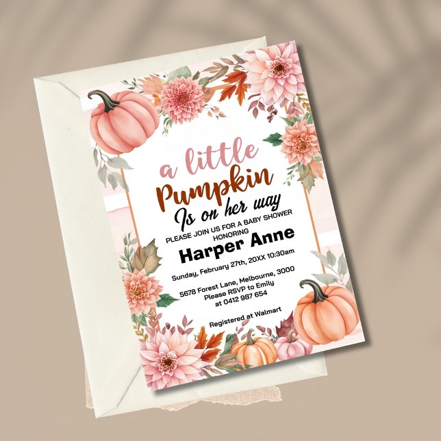 Convite Chá de fraldas de Menina de Obra Orçamental (Criador carregado)