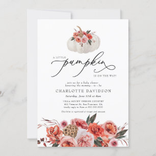 Convite Chá de fraldas De Menina De Pumpkin Blush Fall Fl
