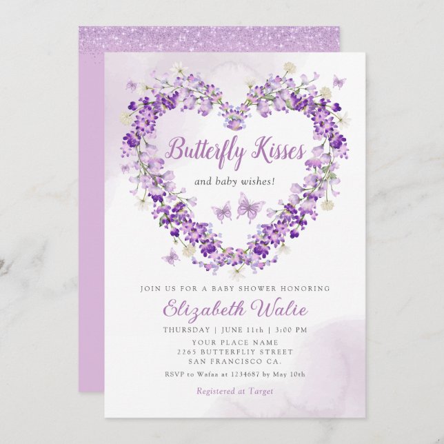 Convite Chá de fraldas de Menina Floral Moderna (Frente/Verso)