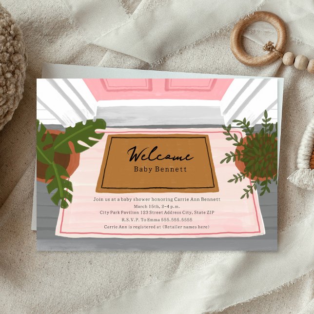 Convite Chá de fraldas de Menina Rosa Mat (Criador carregado)