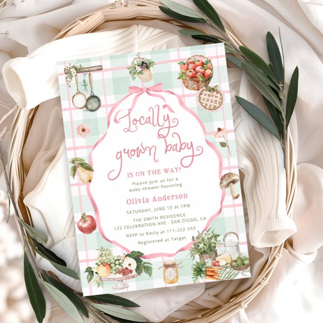 Convite Chá de fraldas De Meninas Cultivadas Localmente (Criador carregado)