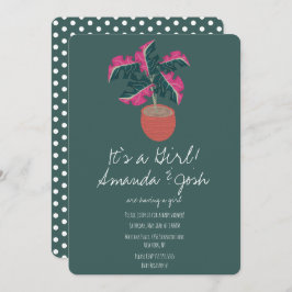 Convite Chá de fraldas de Meninas de Pontos Verdes Tropica