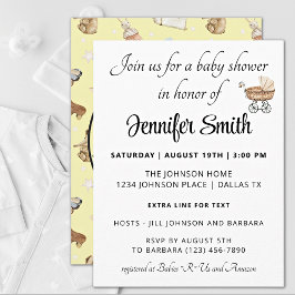 Convite Chá de fraldas de Menino Amarelo ou Menina Moderna