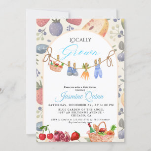 Convite Chá de fraldas de menino azul cultivado localmente