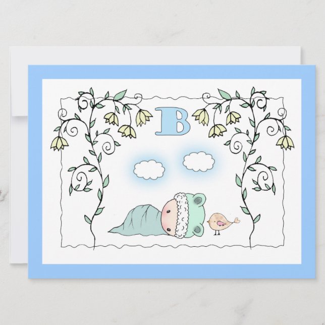 Convite Chá de fraldas de Menino Bonito Convida Bebê e Pás (Frente)