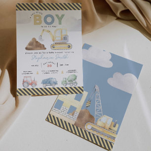 Convite Chá de fraldas de Menino da Construção