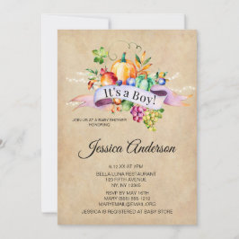 Convite Chá de fraldas de Menino das Luzes do outono do Pa