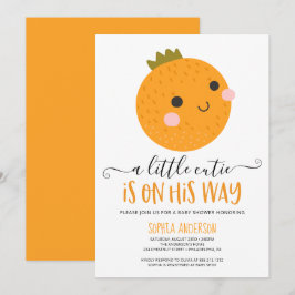 Convite Chá de fraldas de Menino Moderno da Citrina Laranj