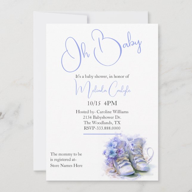 Convite Chá de fraldas de Meninos Azuis (Frente)