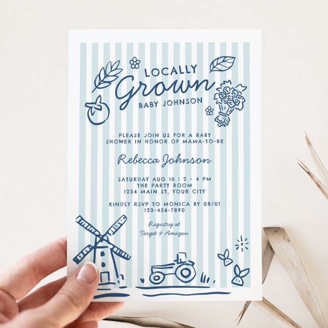 Convite Chá de fraldas de Meninos em Crescimento Local (Locally Grown Boys Baby Shower Invite)