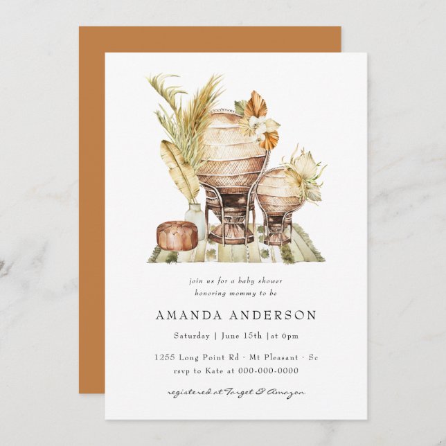 Convite Chá de fraldas de Meninos Neutros do Gênero Africa (Frente/Verso)