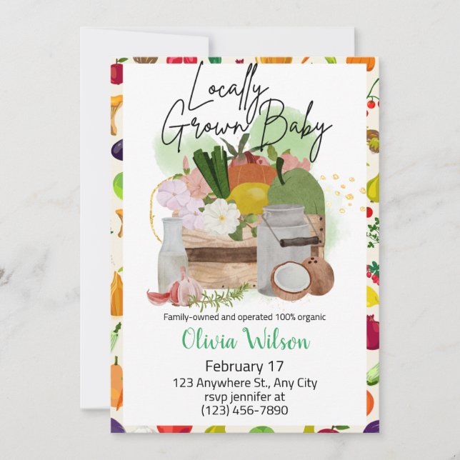 Convite Chá de fraldas De Mercado De Agricultores Cultivad (Frente)