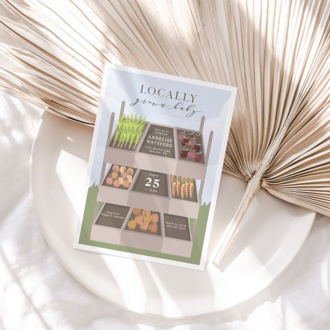 Convite Chá de fraldas De Mercado De Agricultores Cultivad (100% Organic! Locally Grown Baby Physical Invitation Preview)