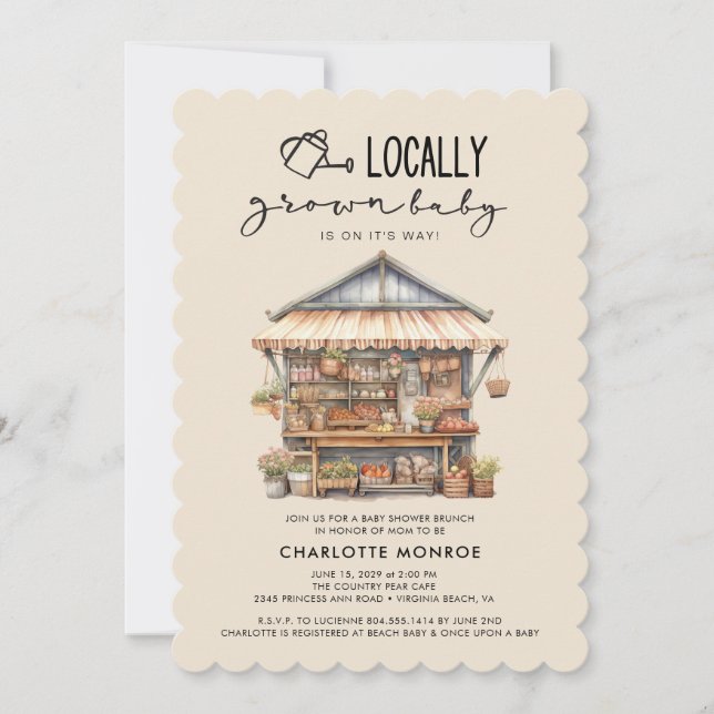 Convite Chá de fraldas de mercado do agricultor com cresci (Frente)