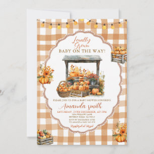Convite Chá de fraldas de mercado local de Gingham em qued