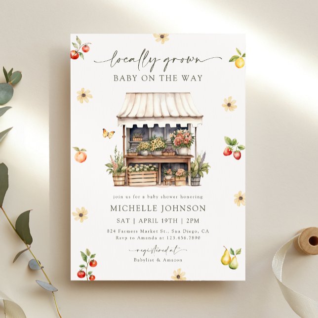 Convite Chá de fraldas De Mercado Russo De Agricultores Cu (Criador carregado)