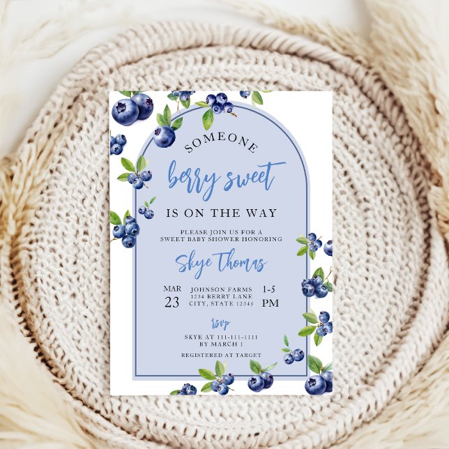 Convite Chá de fraldas de mirtilo Coquette Berry Sweet (Criador carregado)