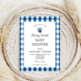 Convite Chá de fraldas de mirtilo Coquette Berry Sweet