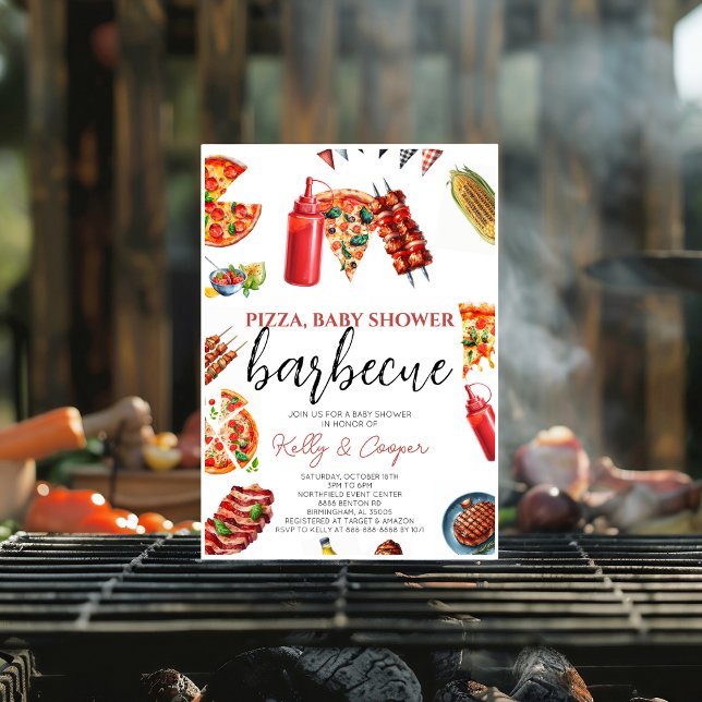 Convite chá de fraldas de molho de churrasco de pizza (Criador carregado)