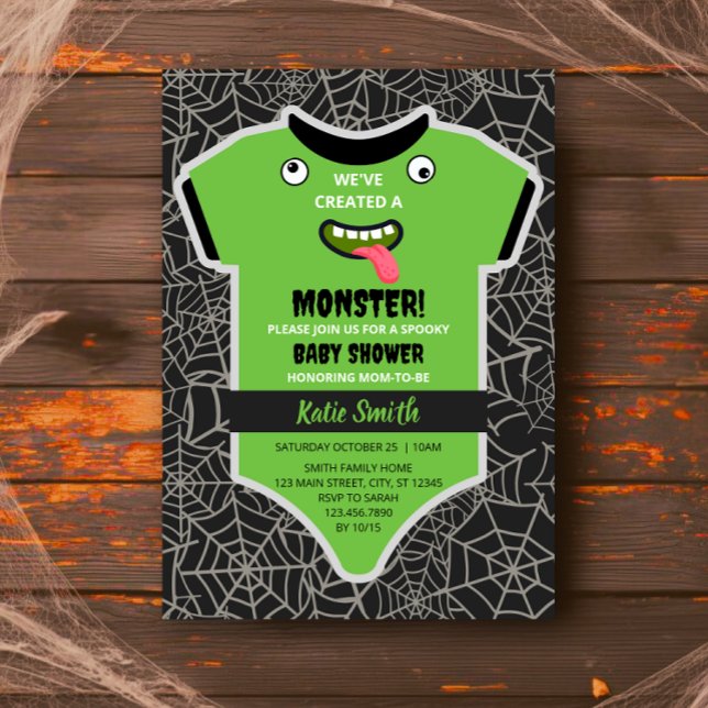 Convite Chá de fraldas de monstro verde giro do Halloween (Criador carregado)