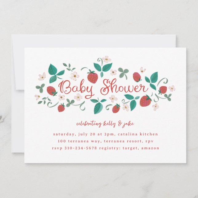 Convite Chá de fraldas de Morango (Frente)