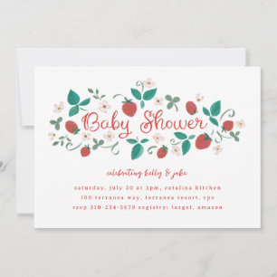 Convite Chá de fraldas de Morango