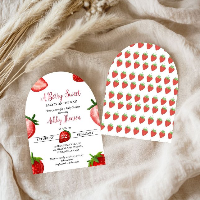 Convite Chá de fraldas de morango | Bebê Berry Sweet (Criador carregado)