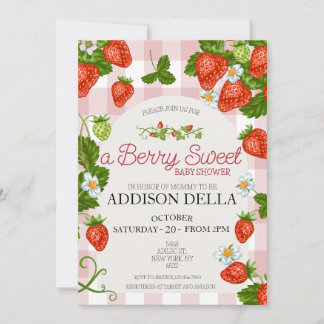 Convite Chá de fraldas de morango | Berry Sweet