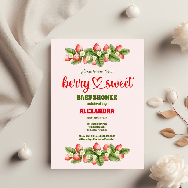Convite Chá de fraldas de morango | Berry Sweet (Criador carregado)