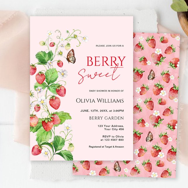 Convite Chá de fraldas de morango Berry Sweet (Criador carregado)