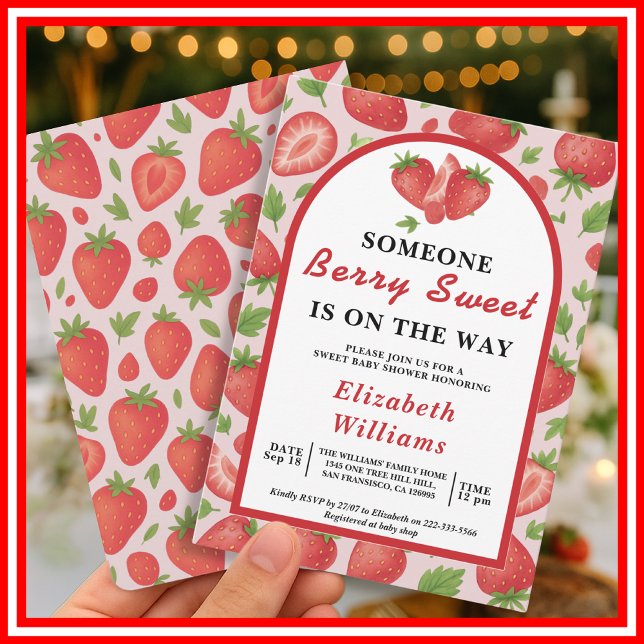 Convite Chá de fraldas de morango Berry Sweet (Criador carregado)