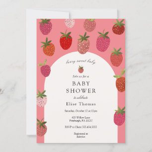 Convite Chá de fraldas de morango Berry Sweet