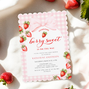 Convite Chá de fraldas de morango Coquette Berry Sweet