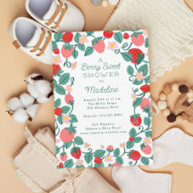 Chá de fraldas de morango doce ilustrado