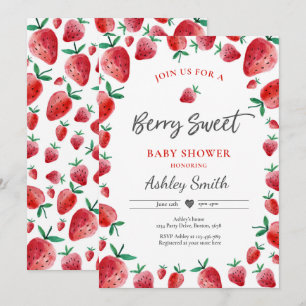 Convite Chá de fraldas de morango Summer Berry Sweet Baby