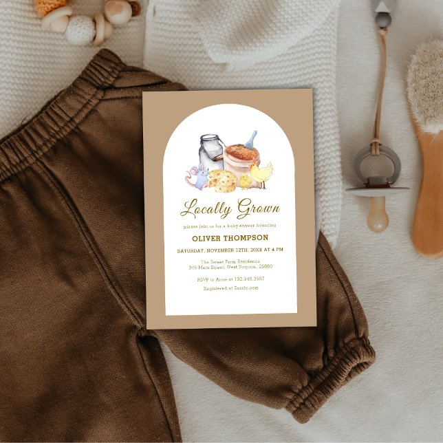Convite Chá de fraldas de mouse em frango de Fazenda com c (Cute Locally Grown Farm Chicken Mouse Baby Shower Invitation)