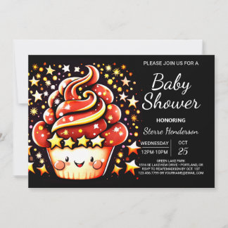 Convite Chá de fraldas de Muffin Personalizado Encantado e