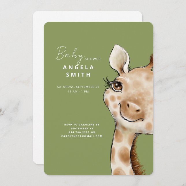 Convite Chá de fraldas de Namorada Verde da Mote (Frente/Verso)