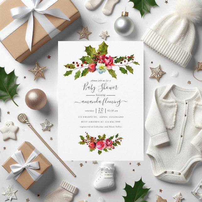 Convite Chá de fraldas de Natal (Christmas Baby Shower Invitation)