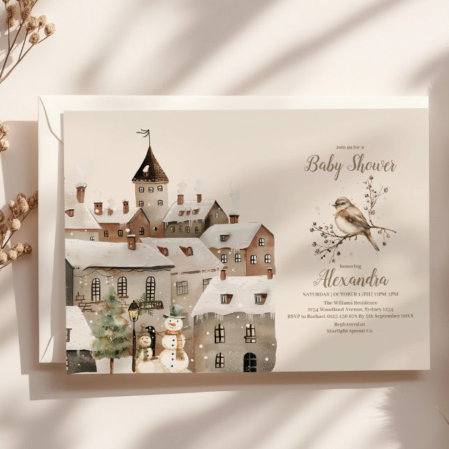 Convite Chá de fraldas de Natal Boho Winter (Criador carregado)