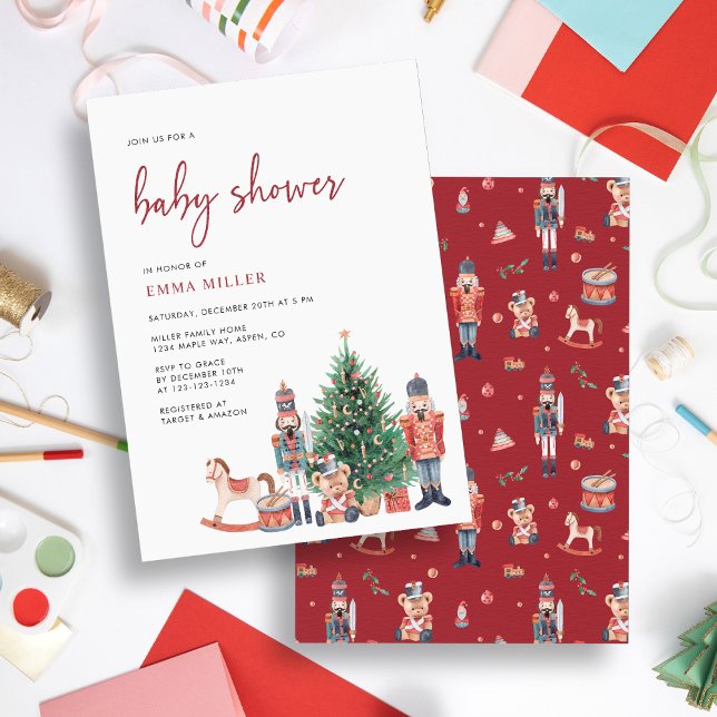 Convite Chá de fraldas de Natal de Férias (Holiday Christmas Baby Shower Invitation
)