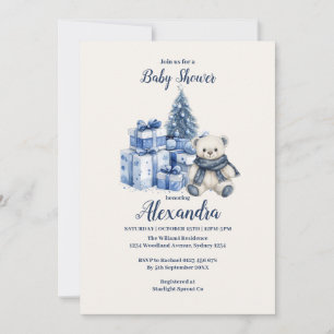 Convite Chá de fraldas de Natal do Bear Azul
