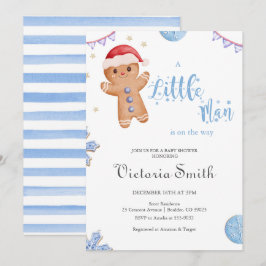 Convite Chá de fraldas de Natal do Little Man Gingerbird